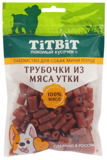 TitBit Трубочки из мяса утки для собак мини пород 100 гр