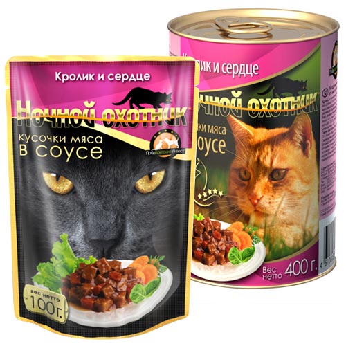 Ночной Охотник Кролик и сердце (кусочки мяса в соусе) 100 гр