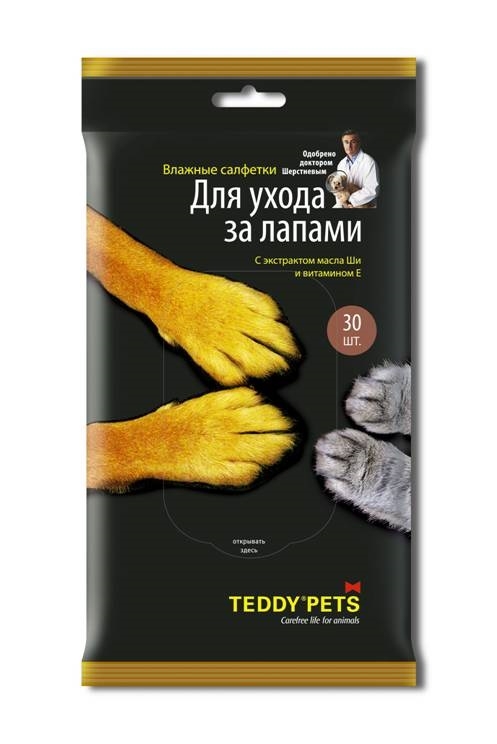 Teddy Pets  влажные салфетки для ухода за лапами