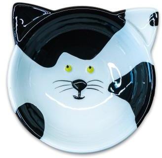 Керамик Арт миска керамическая для кошек мордочка кошки, черно – белая  120 мл