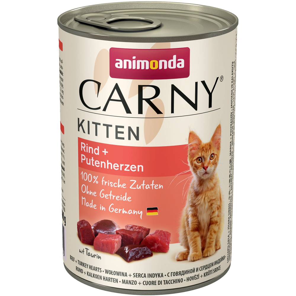 Animonda Carny Kitten с говядиной и сердцем индейки для котят 400 гр
