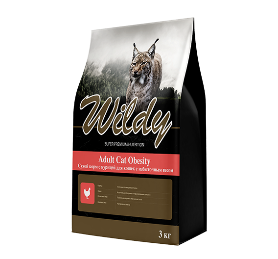 Wildy Adult Cat Obesityсухой корм с курицей для кошек с избыточным весом
