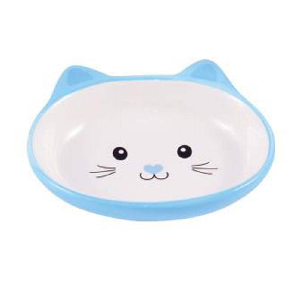Mr.Kranch миска керамическая для кошек Мордочка кошки 160 мл голубая