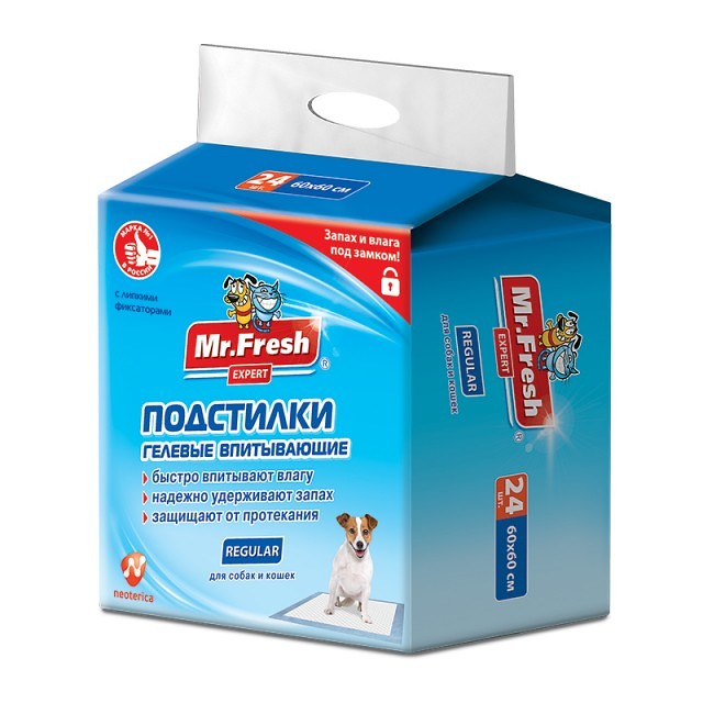 Mr.Fresh Regular гелевые подстилки повышенной впитываемости 60×60 см 24 штук