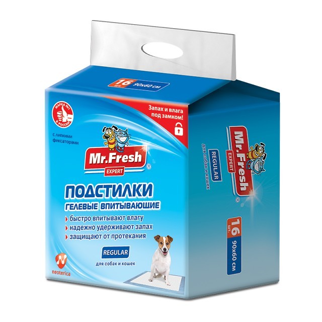 Mr.Fresh Regular гелевые подстилки повышенной впитываемости 90×60 см 16 штук