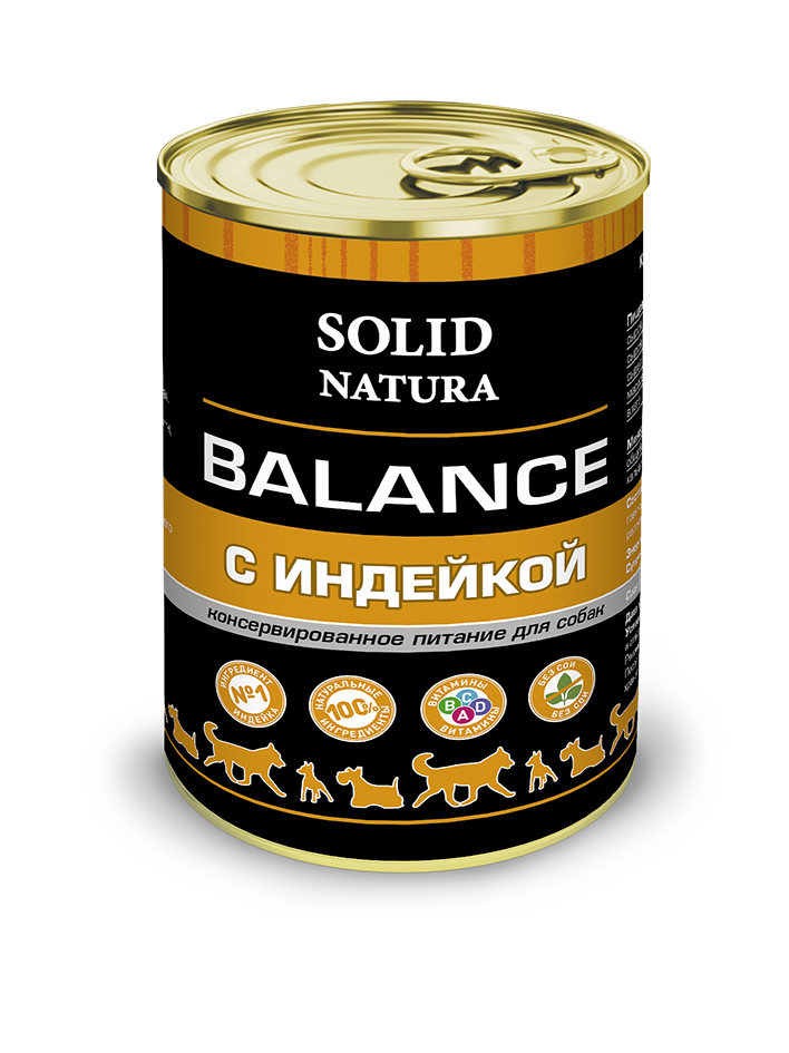 Solid Natura Balance Индейка влажный корм для собак жестяная банка 340 гр