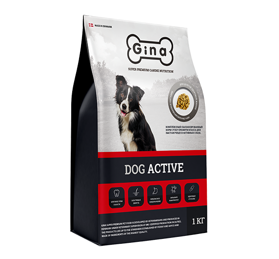 Gina Dog Active с курицей для выставочных и активных собак