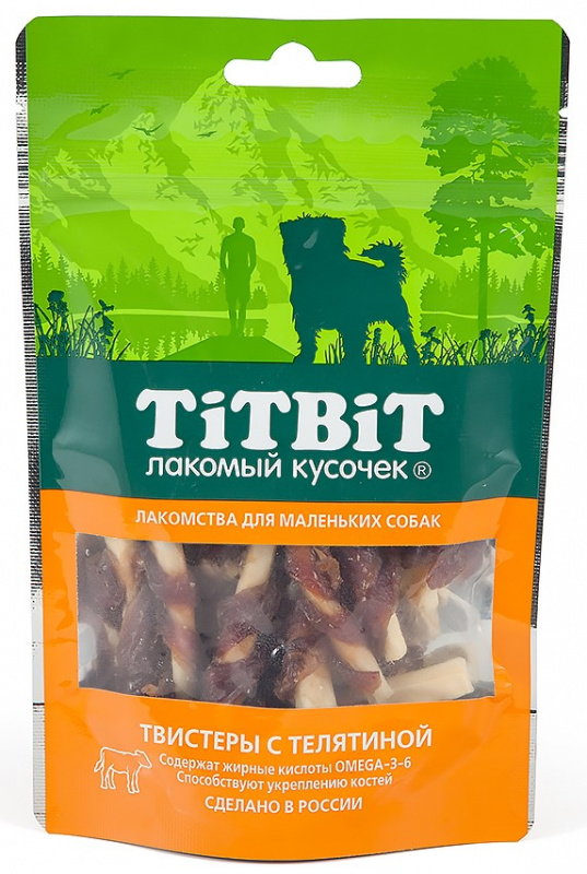 TitBit Твистеры с телятиной для маленьких собак 50 гр