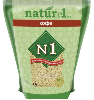 №1 Naturel комкующийся наполнитель для кошачьих туалетов с ароматом кофе