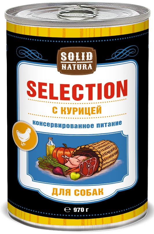 Solid Natura Selection Курица влажный корм для собак жестяная банка 970 гр