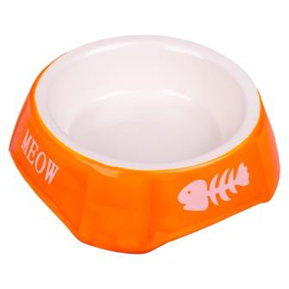 Mr.Kranch миска керамическая для кошек 140 мл оранжевая с рыбками