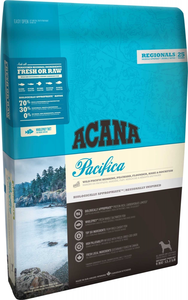 Acana Regionals Pacifica с дикой сельдью, камбалой и тихоокеанским лососем