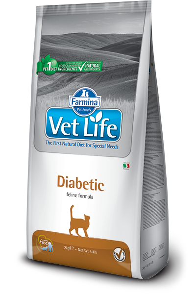 Farmina Vet Life Diabetic диетическое питание для кошек, разработанное для контроля уровня глюкозы в крови при сахарном диабете