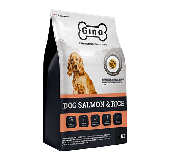 Gina Dog Salmon & Rice гипоаллергенный для собак с лососем и рисом