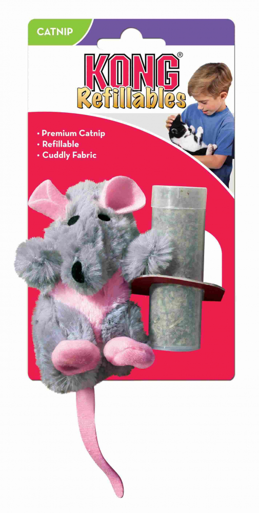 KONG игрушка для кошек "Крыса" 12 см плюш с тубом кошачьей мяты	