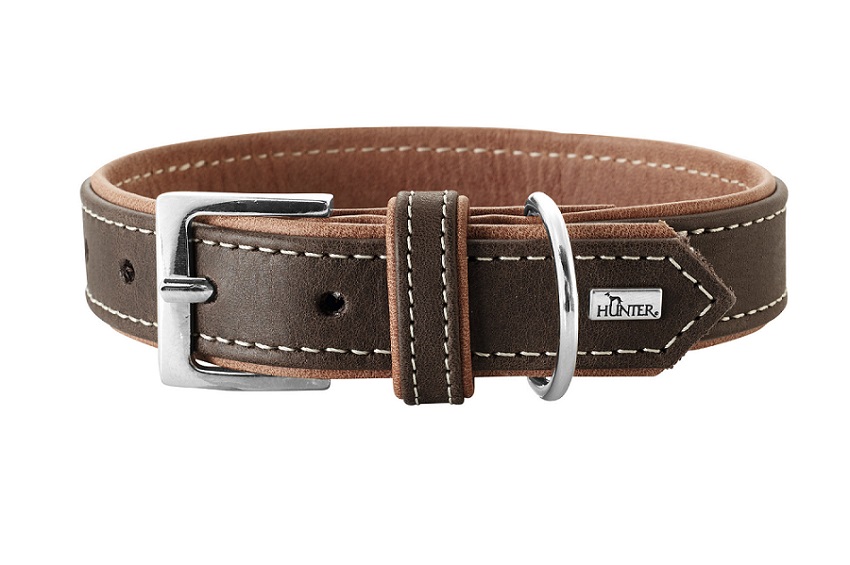 Hunter ошейник для собак Porto 50 (37-43 см)/2,8 натуральная кожа коньячный/темно коричневый