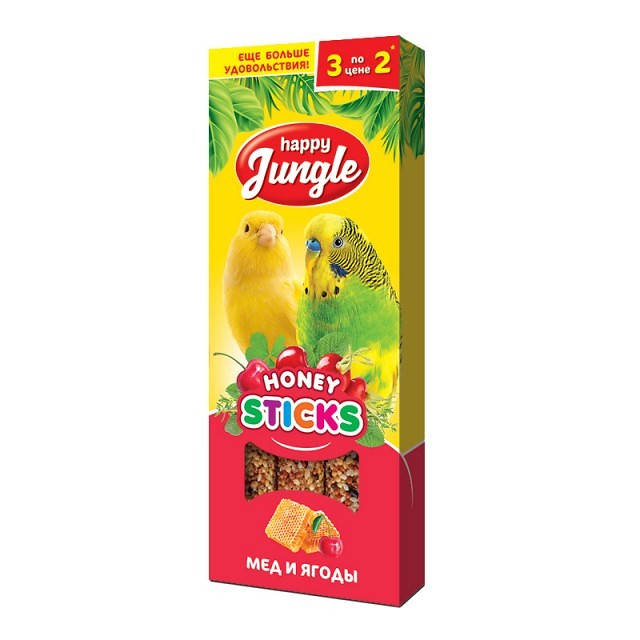 Happy Jungle палочки для птиц мед+ягоды