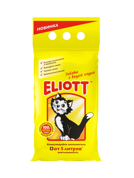 Eliott наполнитель для кошачьего туалета минеральный комкующийся