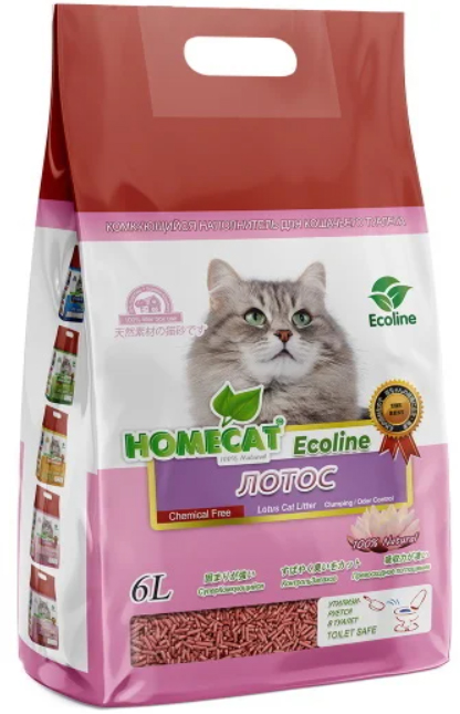 Homecat Ecoline Лотос комкующийся растительный наполнитель для кошек