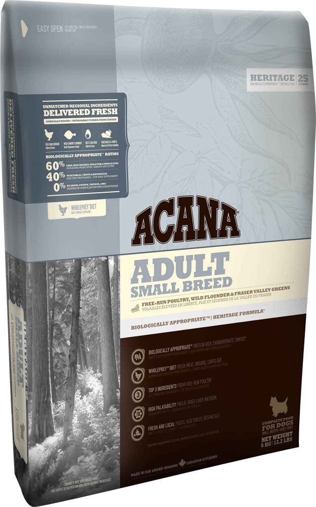 Acana Heritage Adult Small Breed для собак мелких пород с цыпленком и камбалой