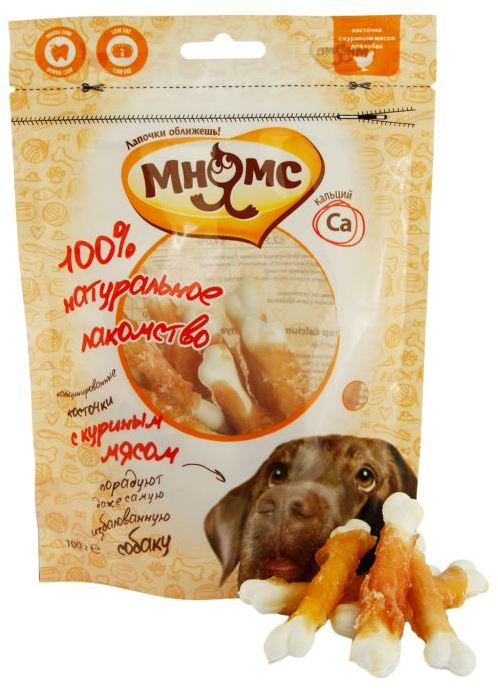 Мнямс лакомство для собак кальцинированные косточки с куриным мясом 100 гр