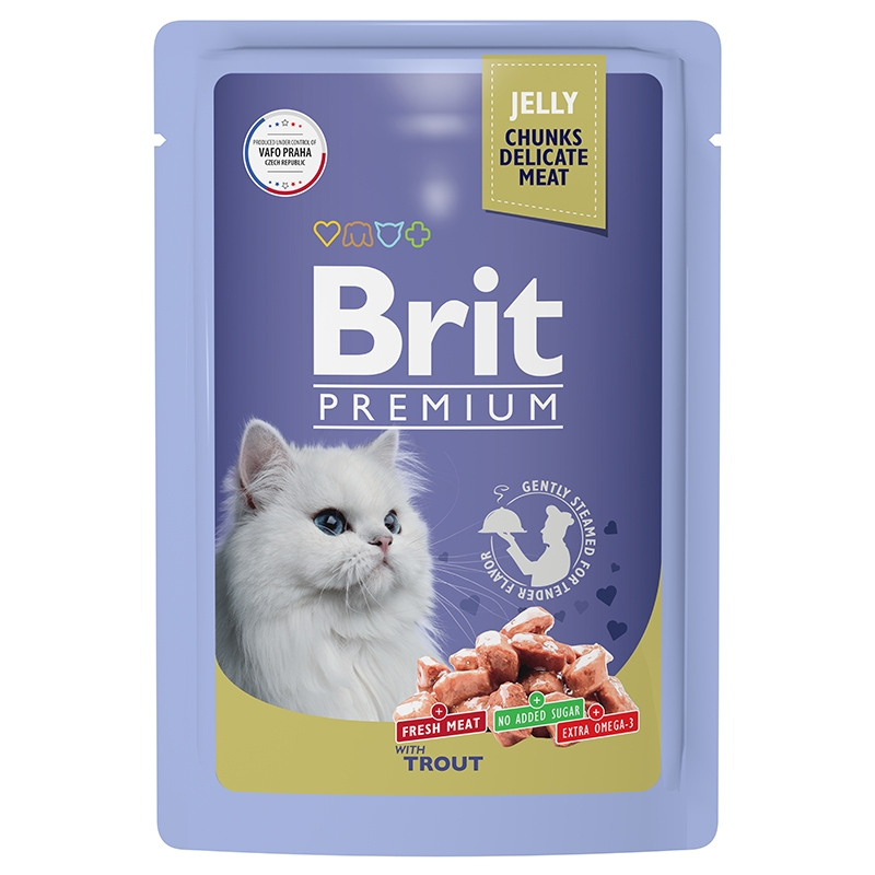 Brit Premium Пауч для взрослых кошек форель в желе 85 гр