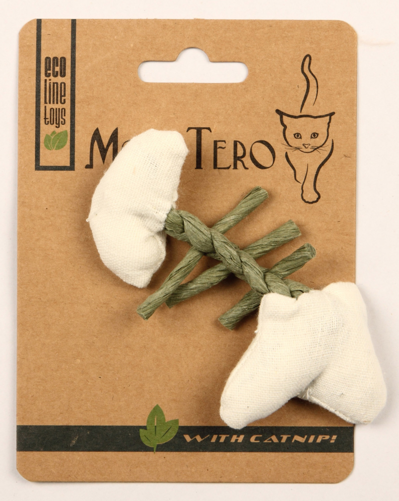 Мон Теро ЭКО игрушка для кошек "Рыбья кость", 11 см, с кошач. мятой,белая