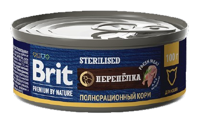 Brit Premium by Nature Sterilised консервы перепелка для стерилизованных кошек 100 гр