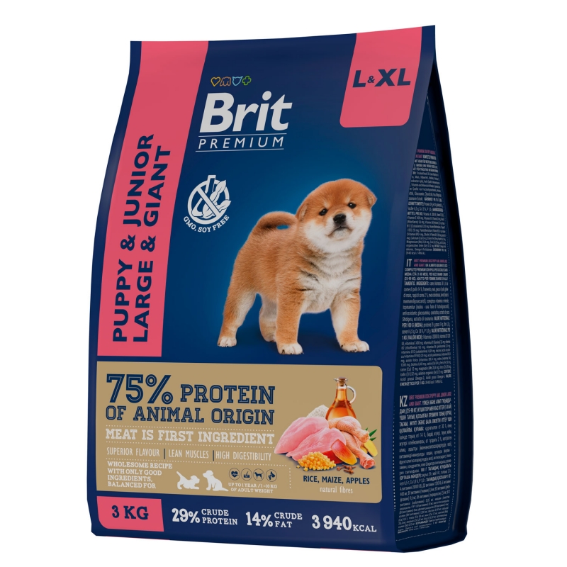 Brit Premium Dog Puppy and Junior Large and Giant с курицей для щенков и молодых собак крупных и гигантских пород