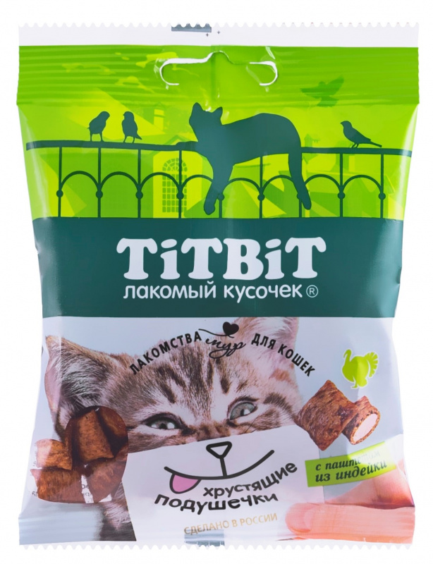 TitBit Хрустящие подушечки для кошек с паштетом из индейки 30 гр