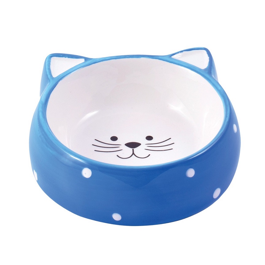 Керамик Арт миска керамическая для кошек Мордочка кошки голубая 250 мл