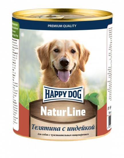 Happy Dog Natur Line телятина с индейкой 970 гр