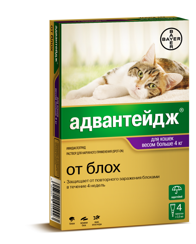 Адвантейдж капли для кошек свыше 4 кг от блох