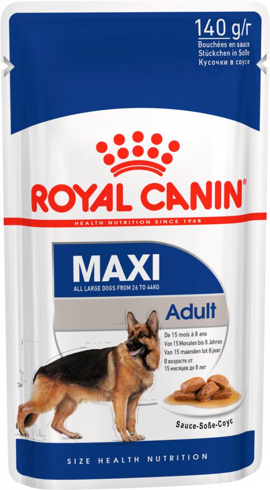 Royal Canin Maxi Adult для взрослых собак крупных размеров (вес собаки от 25 до 45 кг) в возрасте c 15 месяцев до 8 лет 140 гр