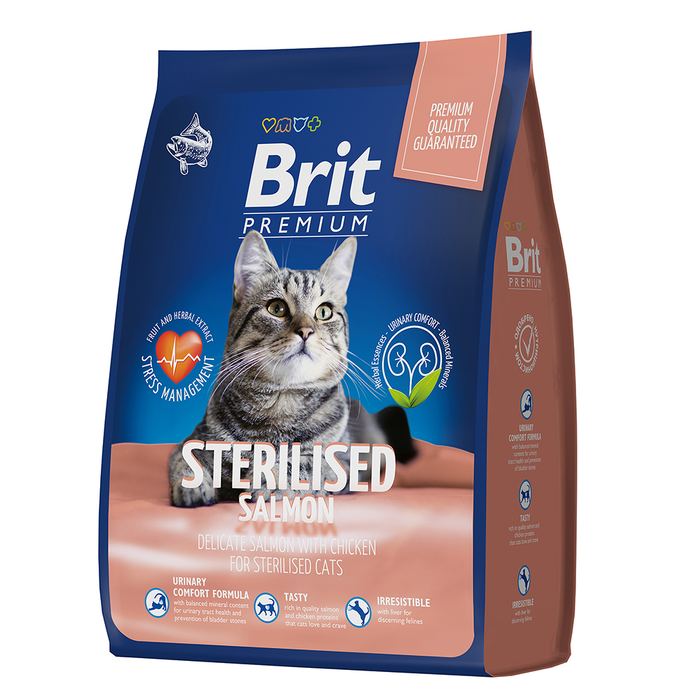 Brit Premium Cat Sterilized Salmon & Chicken с лососем и курицей для взрослых стерилизованных кошек