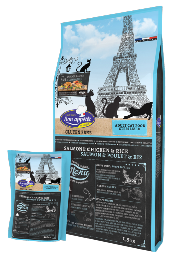 Bon Appetit Adult Sterilized Salmon & Chicken & Rce сухой для стерилизованных кошек Лосось, Курица и рис