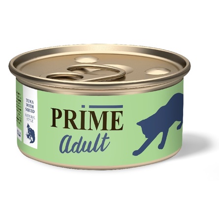 PRIME Тунец с кальмаром в собственном соку для кошек 70 гр