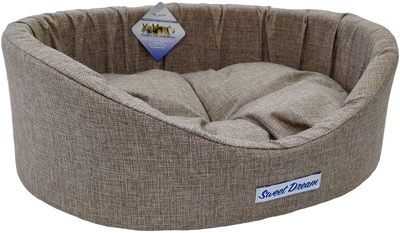 Бобровый Дворик Сладкий сон Лежак для собак с бортиком №2 серый, рогожка 49×38×16 см