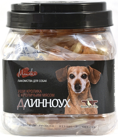 Грин Кьюзин Miniki лакомство для собак Длинноух Уши кролика с кроличьим мясом 270 гр