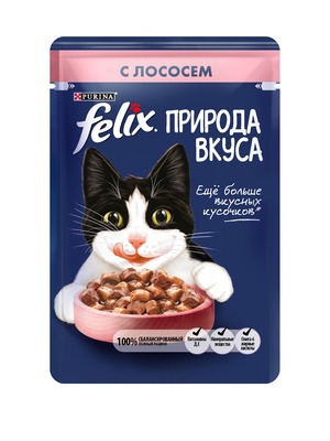 Felix «Природа вкуса», кусочки в соусе с лососем 85 гр