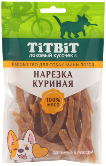 TitBit Нарезка куриная для собак мини пород 70 гр