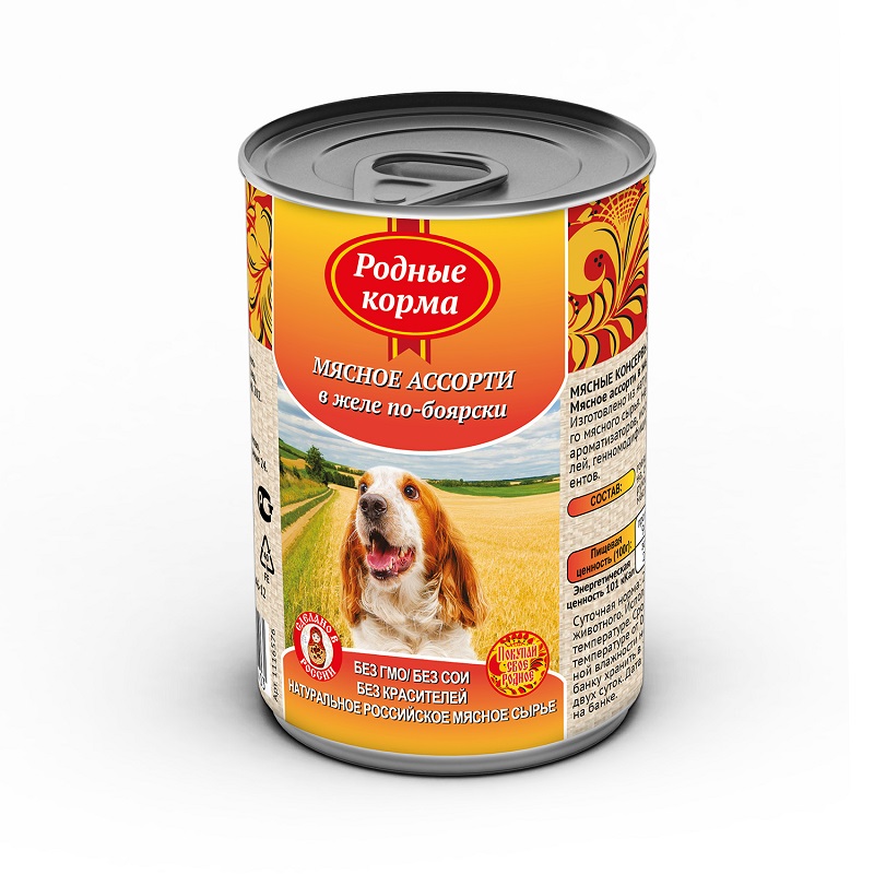 Родные Корма Мясное ассорти в желе по-боярски для собак 410 гр