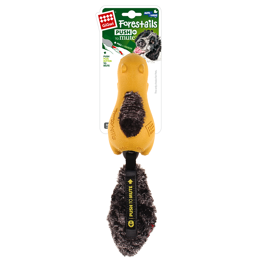 Gigwi игрушка белка с отключаемой пищалкой, желтая 31 х 7.5 х 6.5 см