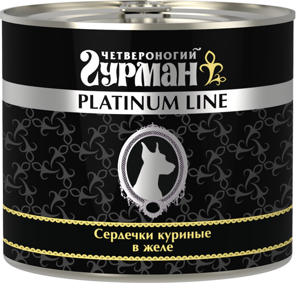 Четвероногий Гурман «Platinum Line» сердечки куриные в желе 525 гр