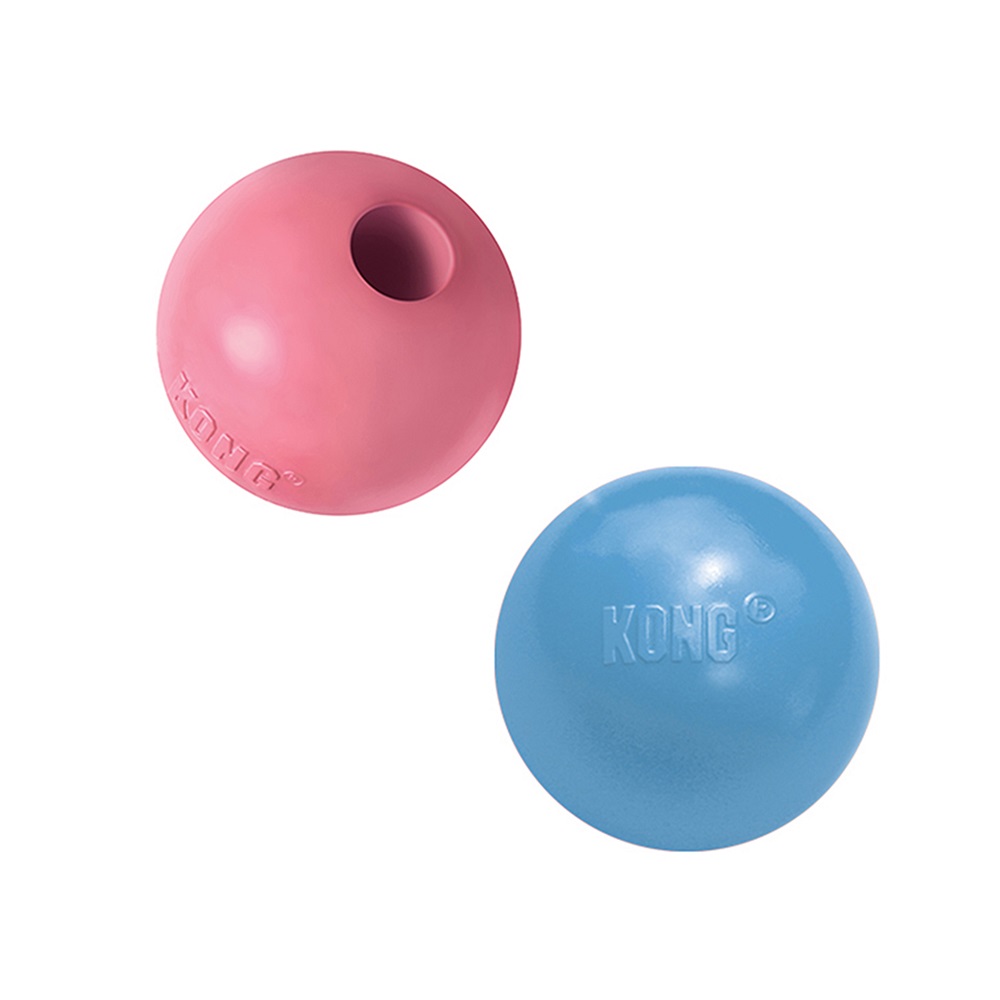KONG Puppy игрушка для щенков "Мячик" под лакомства 6 см цвета в ассортименте: розовый, голубой	