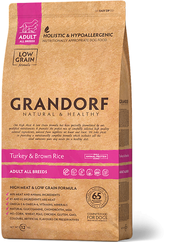 Grandorf индейка с рисом для взрослых собак всех пород