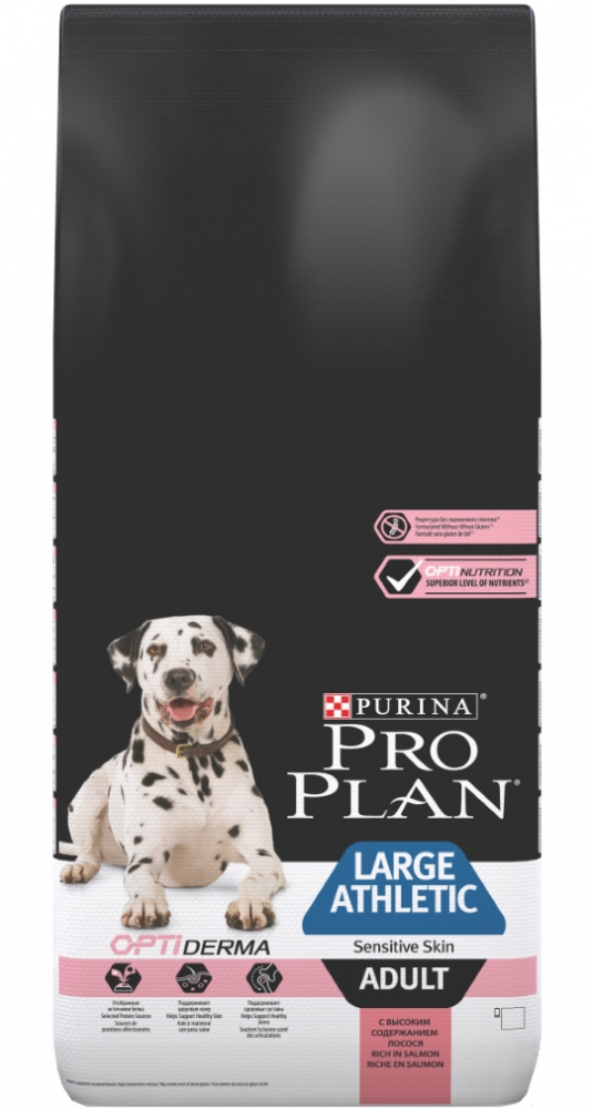 Pro Plan Large Adult Athletic Sensitive Skin для крупных собак с повышенной физической нагрузкой с лососем