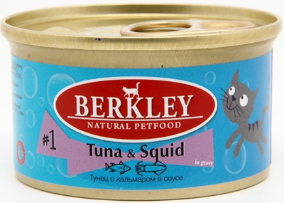 Berkley консервы для кошек №1 Тунец с кальмаром в соусе 85 гр