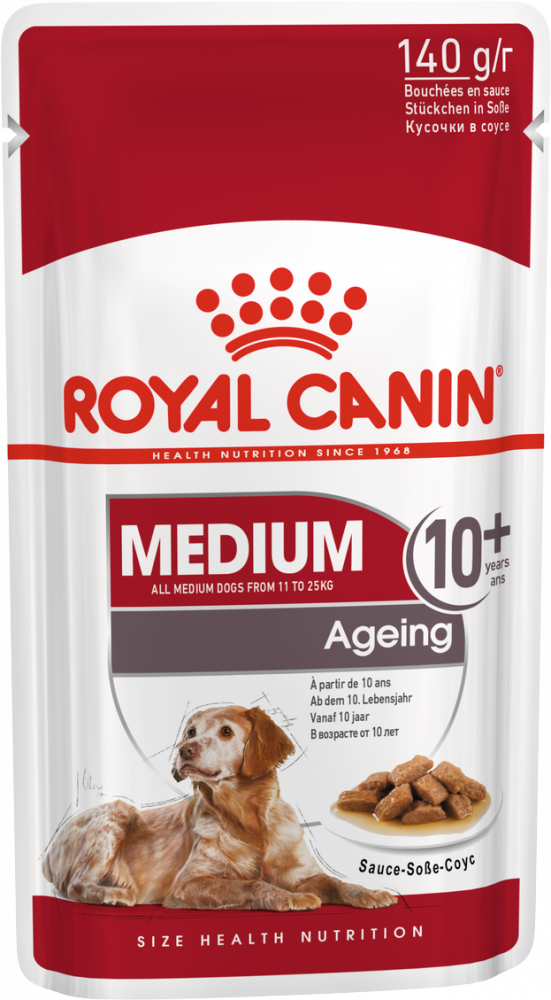 Royal Canin Medium Ageing 10+ для стареющих собак средних размеров (вес собаки от 10 до 25 кг) в возрасте старше 10 лет пауч 140 гр