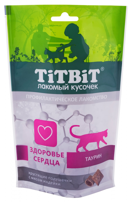 TitBit Хрустящие подушечки для кошек с мясом индейки для здоровья сердца 60 гр